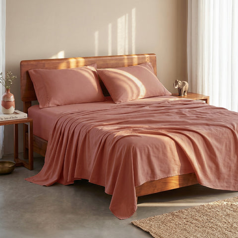 Organica | 100% organic Cotton Sheet Set | Soft & Breathable Fabric | 3 Piece (1 Bedsheet + 2 Pillow Covers) | Percale Weave | GOTS Certified - Super King Bed Sheet Set
