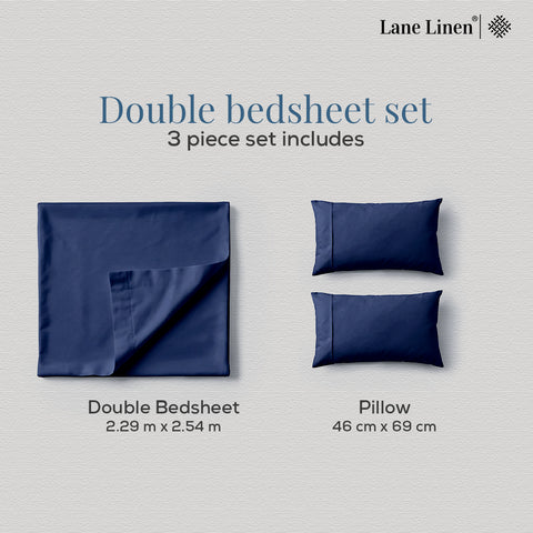 Satin Fantasy | 100% Cotton 250 TC | Eco-friendly & Wrinkle-free | 3 Piece (1 Bedsheet + 2 Pillow Covers) | Sateen Weave | Double Bed Sheet Set
