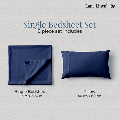 Satin Fantasy | 100% Cotton 250 TC | Eco-friendly & Wrinkle-free | 2 Piece (1 Bedsheet + 1 Pillow Covers) | Sateen Weave | Single Bed Sheet Set