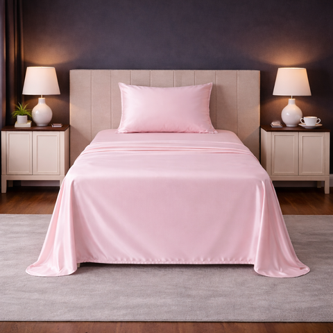 Satin Fantasy | 100% Cotton 250 TC | Eco-friendly & Wrinkle-free | 2 Piece (1 Bedsheet + 1 Pillow Covers) | Sateen Weave | Single Bed Sheet Set