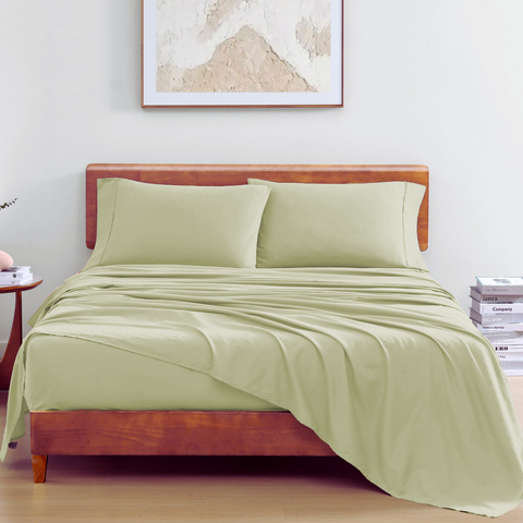 Organic 100% Cotton Bed Sheet Set |Breathable Fabric | Sustainable & Eco Friendly Sea Foam - Lane Linen