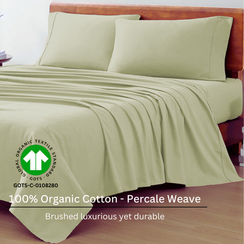 Organic 100% Cotton Bed Sheet Set |Breathable Fabric | Sustainable & Eco Friendly Sea Foam - Lane Linen