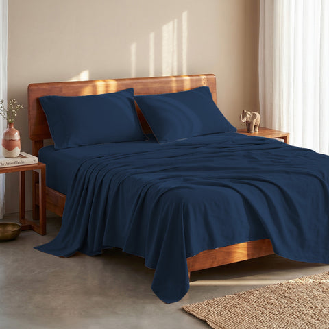 Organica | 100% organic Cotton Sheet Set | Soft & Breathable Fabric | 3 Piece (1 Bedsheet + 2 Pillow Covers) | Percale Weave | GOTS Certified - Super King Bed Sheet Set