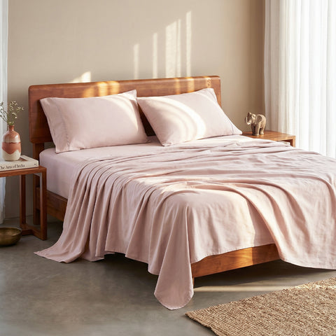 Organica | 100% organic Cotton Sheet Set | Soft & Breathable Fabric | 3 Piece (1 Bedsheet + 2 Pillow Covers) | Percale Weave | GOTS Certified - Super King Bed Sheet Set