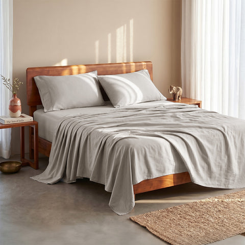 Organica | 100% organic Cotton Sheet Set | Soft & Breathable Fabric | 3 Piece (1 Bedsheet + 2 Pillow Covers) | Percale Weave | GOTS Certified - Double Bed Sheet Set