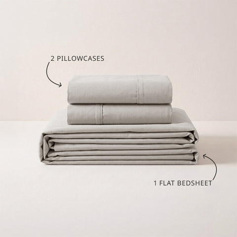Organica | 100% organic Cotton Sheet Set | Soft & Breathable Fabric | 3 Piece (1 Bedsheet + 2 Pillow Covers) | Percale Weave | GOTS Certified - Double Bed Sheet Set