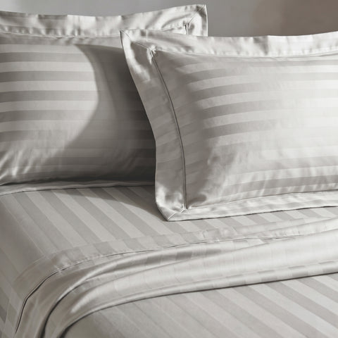 Galaxy | 100% Cotton 250 TC Damask Stripe | Eco-friendly & Wrinkle-free | 3 Piece (1 Bedsheet + 2 Pillow Covers) | Sateen Weave | Double Bed Sheet Set