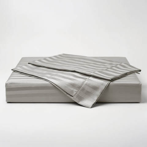 Galaxy | 100% Cotton 250 TC Damask Stripe | Eco-friendly & Wrinkle-free | 3 Piece (1 Bedsheet + 2 Pillow Covers) | Sateen Weave | Double Bed Sheet Set