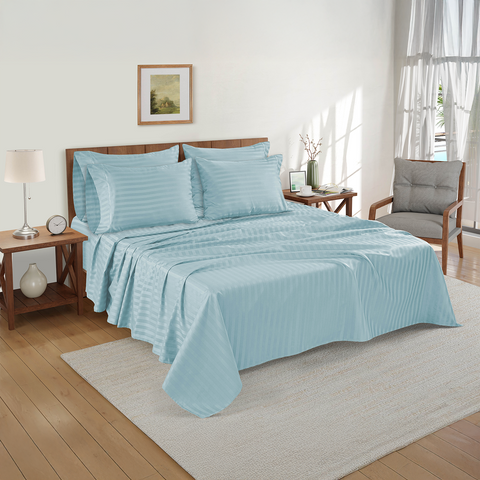 Starlite Blue Bedsheet with 4 pillow covers, Egyptian cotton sheets 
