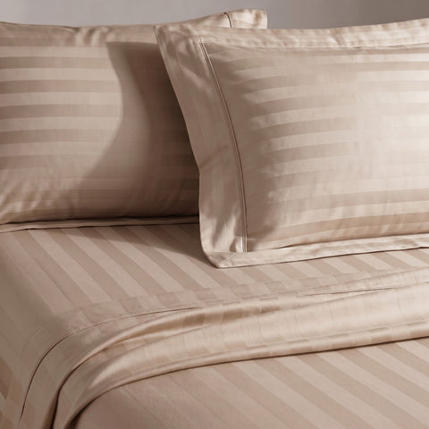 Galaxy | 100% Cotton 250 TC Damask Stripe | Eco-friendly & Wrinkle-free | 3 Piece (1 Bedsheet + 2 Pillow Covers) | Sateen Weave | Double Bed Sheet Set