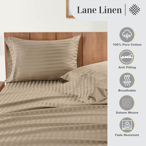 Taupe Colour Pure Cotton Bedsheets, Breathable & Sustainable Bedding, Fade Resistant 