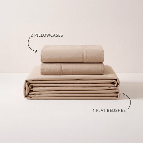 Organica | 100% organic Cotton Sheet Set | Soft & Breathable Fabric | 3 Piece (1 Bedsheet + 2 Pillow Covers) | Percale Weave | GOTS Certified - Double Bed Sheet Set