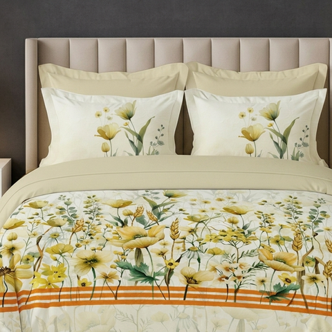 Pixel | 100% Cotton 250 TC Digitally Printed Sheet Set | 3 Piece (1 Bedsheet + 2 Pillow Cover) |Oeko-TEX Certified - King Size Bed Sheet Set