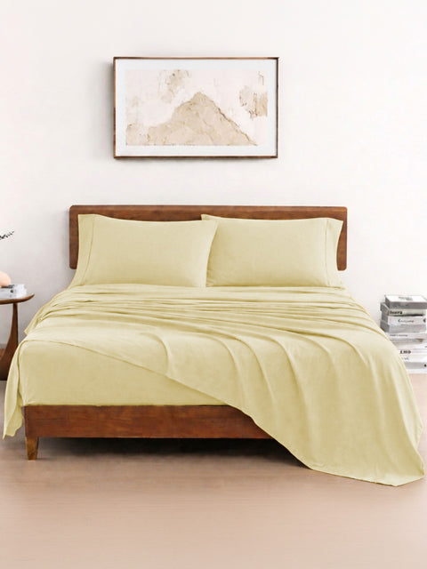 Organica | 100% organic Cotton Sheet Set | Soft & Breathable Fabric | 3 Piece (1 Bedsheet + 2 Pillow Covers) | Percale Weave | GOTS Certified - Super King Bed Sheet Set