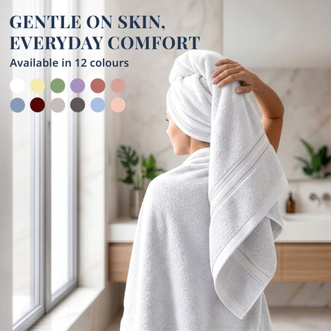 Lane Linen 100% Cotton Bath Towel | 575 Gsm | Ultra Soft Zero Twist Yarn