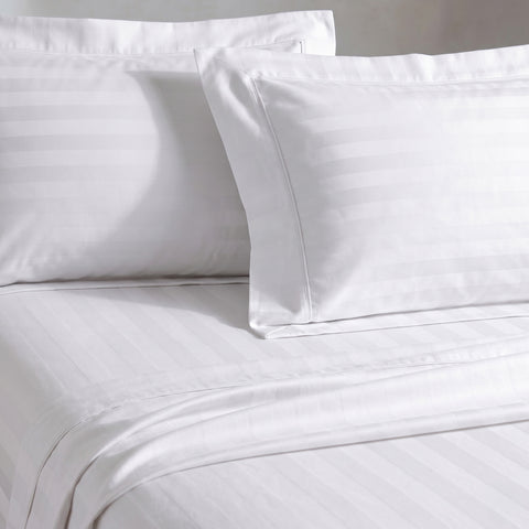 Galaxy | 100% Cotton 250 TC Damask Stripe | Eco-friendly & Wrinkle-free | 3 Piece (1 Bedsheet + 2 Pillow Covers) | Sateen Weave | Double Bed Sheet Set