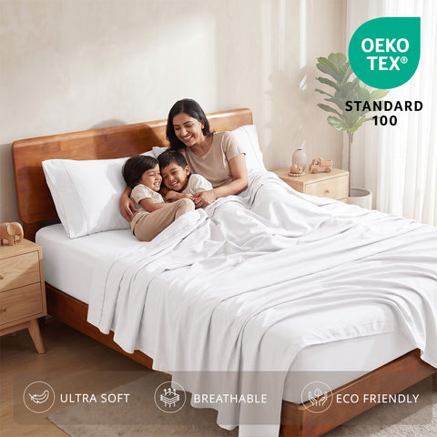 Organica | 100% organic Cotton Sheet Set | Soft & Breathable Fabric | 3 Piece (1 Bedsheet + 2 Pillow Covers) | Percale Weave | GOTS Certified - Double Bed Sheet Set