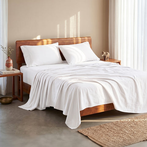 Organica | 100% organic Cotton Sheet Set | Soft & Breathable Fabric | 3 Piece (1 Bedsheet + 2 Pillow Covers) | Percale Weave | GOTS Certified - Super King Bed Sheet Set