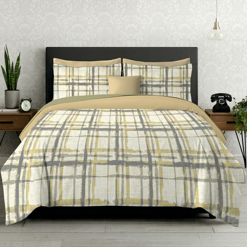 Symphony | 100% Cotton Sheet Set | Soft & Breathable Fabric | 3 Piece (1 Bedsheet + 2 Pillow Covers) | Double Bed Sheet Set