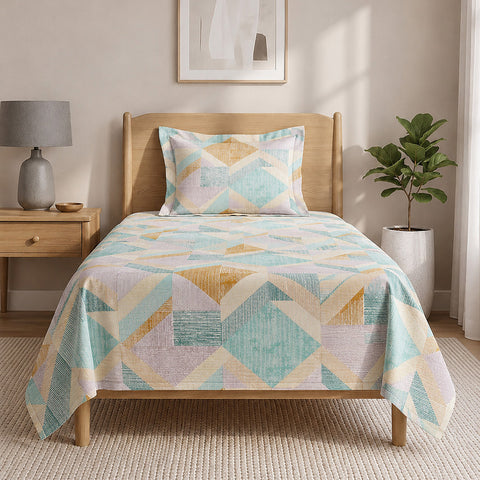 Symphony Vol 2 | 100% Cotton Sheet Set | Soft & Breathable Fabric | 2 Piece (1 Bedsheet + 1 Pillow Covers) | Single Bed Sheet Set