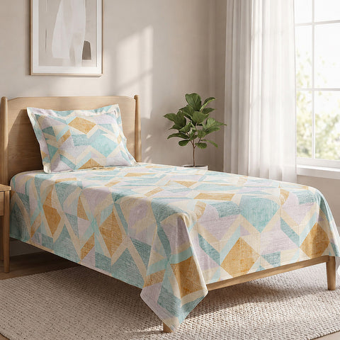 Symphony Vol 2 | 100% Cotton Sheet Set | Soft & Breathable Fabric | 2 Piece (1 Bedsheet + 1 Pillow Covers) | Single Bed Sheet Set