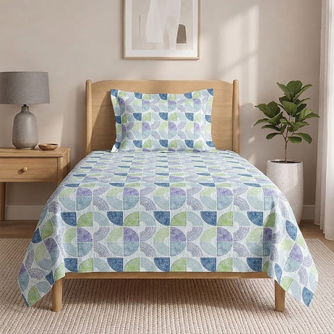 Symphony Vol 2 | 100% Cotton Sheet Set | Soft & Breathable Fabric | 2 Piece (1 Bedsheet + 1 Pillow Covers) | Single Bed Sheet Set