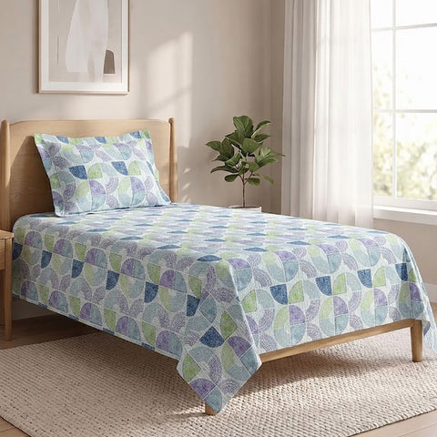 Symphony Vol 2 | 100% Cotton Sheet Set | Soft & Breathable Fabric | 2 Piece (1 Bedsheet + 1 Pillow Covers) | Single Bed Sheet Set
