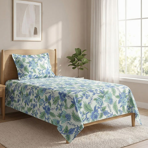 Symphony Vol 2 | 100% Cotton Sheet Set | Soft & Breathable Fabric | 2 Piece (1 Bedsheet + 1 Pillow Covers) | Single Bed Sheet Set