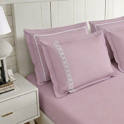 Riwayaat | 100% Cotton 300TC Embroidered Bedsheet | 3 Piece (1 Bedsheet + 2 Pillow Cover)| Infinity Wave | Super King