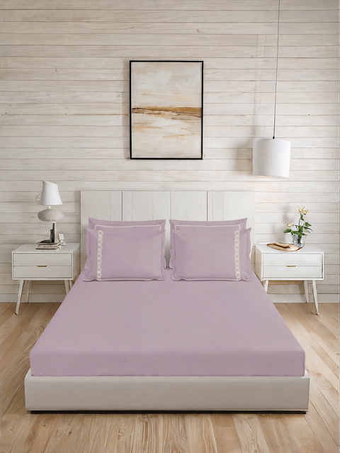 Riwayaat | 100% Cotton 300TC Embroidered Bedsheet | 3 Piece (1 Bedsheet + 2 Pillow Cover)| Infinity Wave | Super King