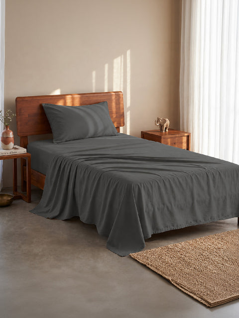 Organica | 100% organic Cotton Sheet Set | Soft & Breathable Fabric | 2 Piece (1 Bedsheet + 1 Pillow Cover) | Percale Weave | GOTS Certified - Single Bed Sheet Set