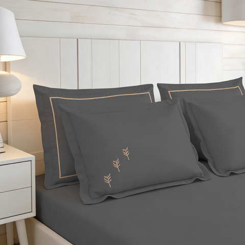 Riwayaat | 100% Cotton 300TC Embroidered Bedsheet | 3 Piece (1 Bedsheet + 2 Pillow Cover)| Bell-Botta | Super King