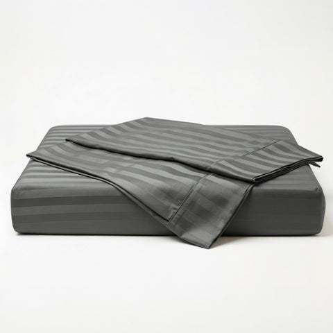 Galaxy | 100% Cotton 250 TC Damask Stripe | Eco-friendly & Wrinkle-free | 3 Piece (1 Bedsheet + 2 Pillow Covers) | Sateen Weave | Double Bed Sheet Set