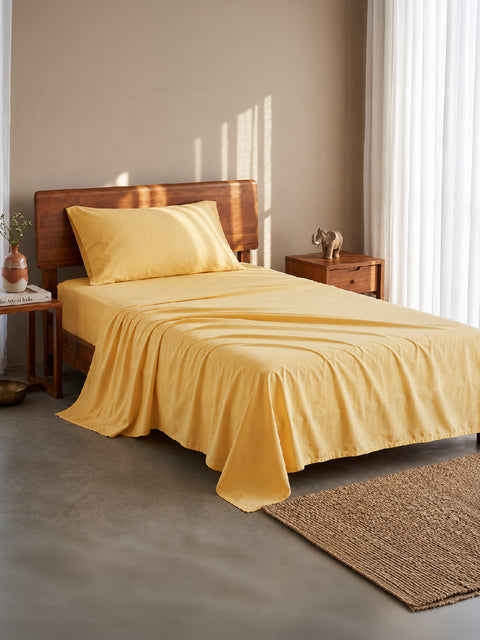 Organica | 100% organic Cotton Sheet Set | Soft & Breathable Fabric | 2 Piece (1 Bedsheet + 1 Pillow Cover) | Percale Weave | GOTS Certified - Single Bed Sheet Set