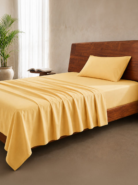 Organica | 100% organic Cotton Sheet Set | Soft & Breathable Fabric | 2 Piece (1 Bedsheet + 1 Pillow Cover) | Percale Weave | GOTS Certified - Single Bed Sheet Set