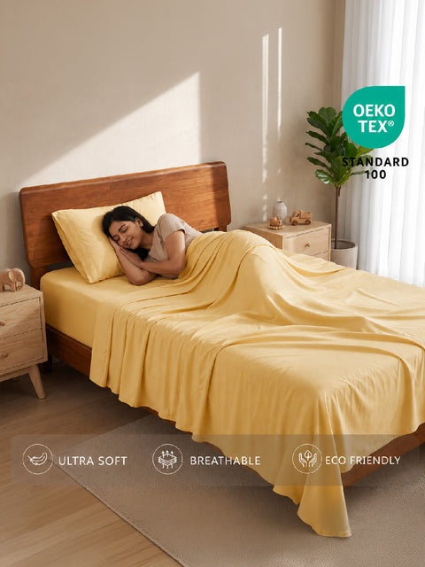 Organica | 100% organic Cotton Sheet Set | Soft & Breathable Fabric | 2 Piece (1 Bedsheet + 1 Pillow Cover) | Percale Weave | GOTS Certified - Single Bed Sheet Set