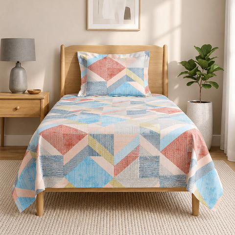 Symphony Vol 2 | 100% Cotton Sheet Set | Soft & Breathable Fabric | 2 Piece (1 Bedsheet + 1 Pillow Covers) | Single Bed Sheet Set