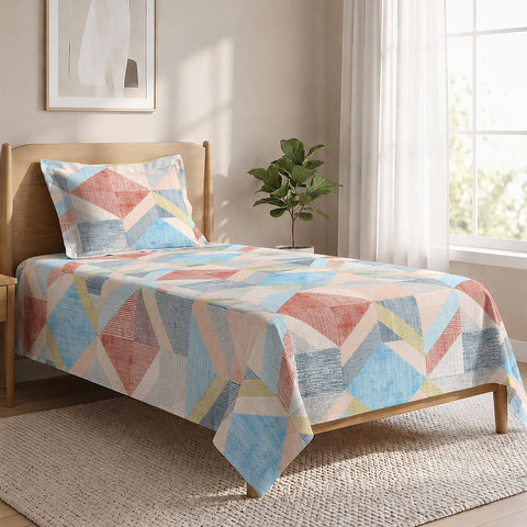 Symphony Vol 2 | 100% Cotton Sheet Set | Soft & Breathable Fabric | 2 Piece (1 Bedsheet + 1 Pillow Covers) | Single Bed Sheet Set