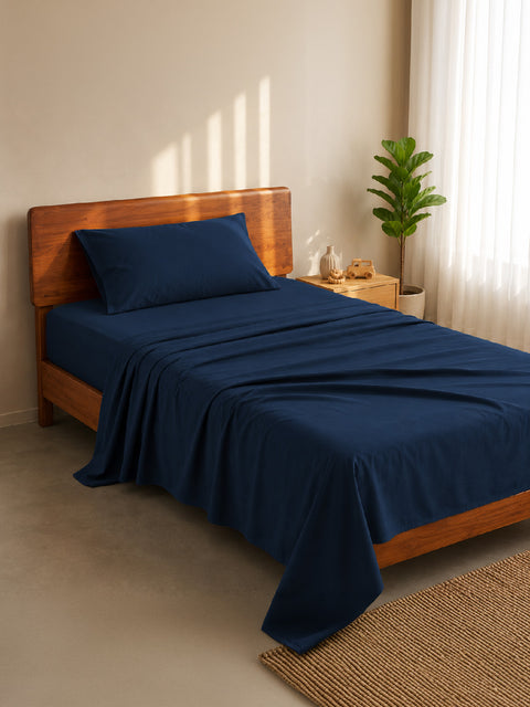 Organica | 100% organic Cotton Sheet Set | Soft & Breathable Fabric | 2 Piece (1 Bedsheet + 1 Pillow Cover) | Percale Weave | GOTS Certified - Single Bed Sheet Set