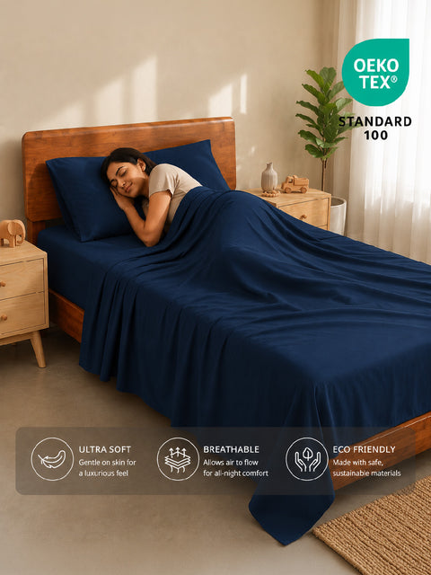 Organica | 100% organic Cotton Sheet Set | Soft & Breathable Fabric | 2 Piece (1 Bedsheet + 1 Pillow Cover) | Percale Weave | GOTS Certified - Single Bed Sheet Set