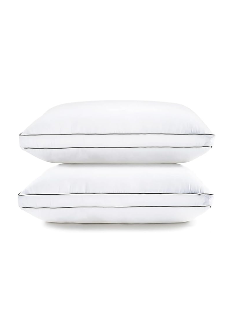 LANE LINEN Gusseted Soft Bed Pillows Standard Size Set of 2 for Sleeping, Back, Stomach or Side Sleepers, Down Alternative, White - 51 cm x 66 cm - Lane Linen