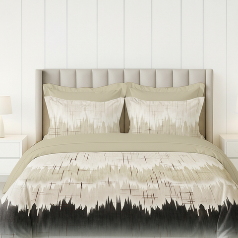 Pixel | 100% Cotton 250 TC Digitally Printed Sheet Set | 3 Piece (1 Bedsheet + 2 Pillow Cover) |Oeko-TEX Certified - King Size Bed Sheet Set