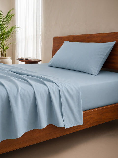 Organica | 100% organic Cotton Sheet Set | Soft & Breathable Fabric | 2 Piece (1 Bedsheet + 1 Pillow Cover) | Percale Weave | GOTS Certified - Single Bed Sheet Set