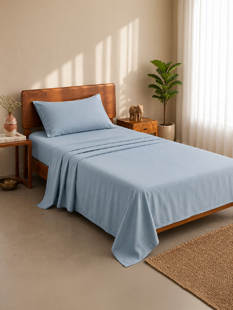 Organica | 100% organic Cotton Sheet Set | Soft & Breathable Fabric | 2 Piece (1 Bedsheet + 1 Pillow Cover) | Percale Weave | GOTS Certified - Single Bed Sheet Set
