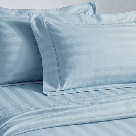 Galaxy | 100% Cotton 250 TC Damask Stripe | Eco-friendly & Wrinkle-free | 3 Piece (1 Bedsheet + 2 Pillow Covers) | Sateen Weave | Double Bed Sheet Set