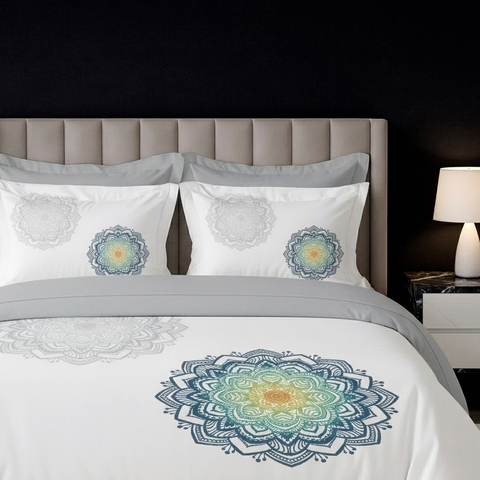Pixel | 100% Cotton 250 TC Digitally Printed Sheet Set | 3 Piece (1 Bedsheet + 2 Pillow Cover) |Oeko-TEX Certified - King Size Bed Sheet Set