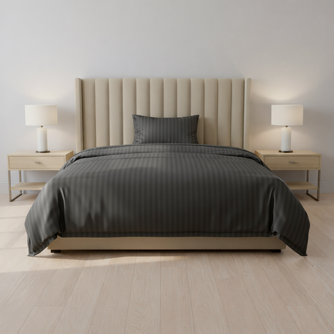 Galaxy | 100% Cotton 250 TC Damask Stripe | Eco-friendly & Wrinkle-free | 2 Piece (1 Bedsheet + 1 Pillow Covers) | Sateen Weave | Single Bed Sheet Set