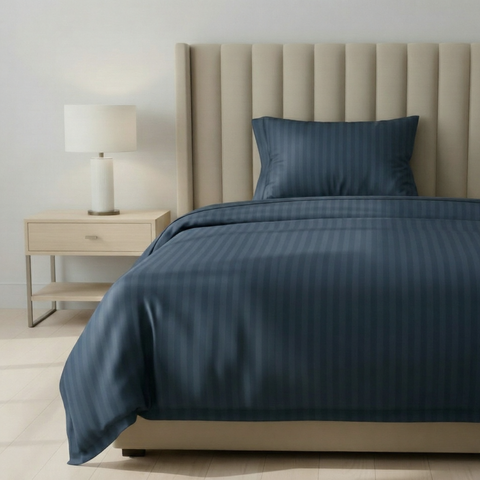 Galaxy | 100% Cotton 250 TC Damask Stripe | Eco-friendly & Wrinkle-free | 2 Piece (1 Bedsheet + 1 Pillow Covers) | Sateen Weave | Single Bed Sheet Set