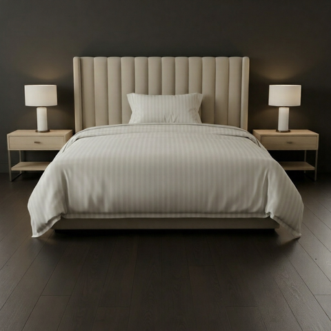 Galaxy | 100% Cotton 250 TC Damask Stripe | Eco-friendly & Wrinkle-free | 2 Piece (1 Bedsheet + 1 Pillow Covers) | Sateen Weave | Single Bed Sheet Set