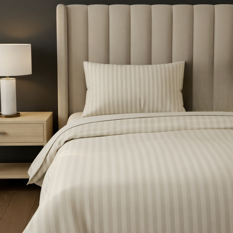 Galaxy | 100% Cotton 250 TC Damask Stripe | Eco-friendly & Wrinkle-free | 2 Piece (1 Bedsheet + 1 Pillow Covers) | Sateen Weave | Single Bed Sheet Set